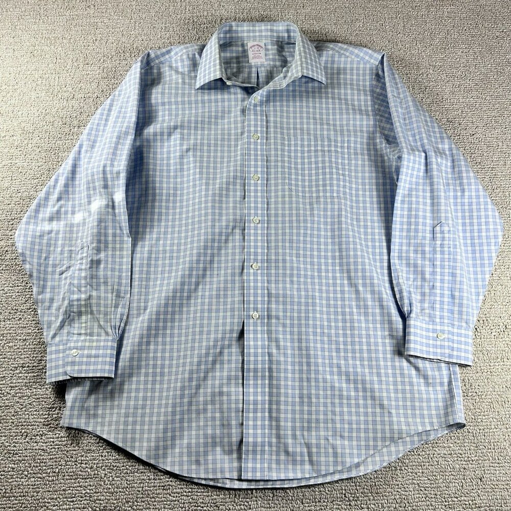 Brooks Brothers Madison Dress Shirt Blue White Men’s Size 17 -34